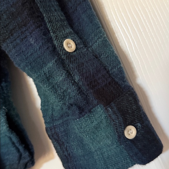 Madewell Plaid Shirt in Teal and Navy Size Medium - Picture 3 of 5